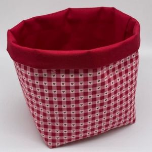 Handcrafted Red & White Heart Basket Brand New NEVER USED